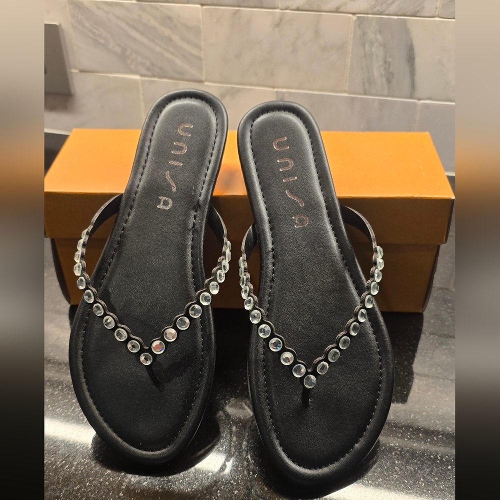 NEW Unisa Black Rhinestone Women's Sandals